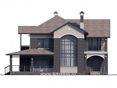 Проекты домов Альфаплан - «Голицын» — особняк с отделкой в темных тонах - превью фасада №1