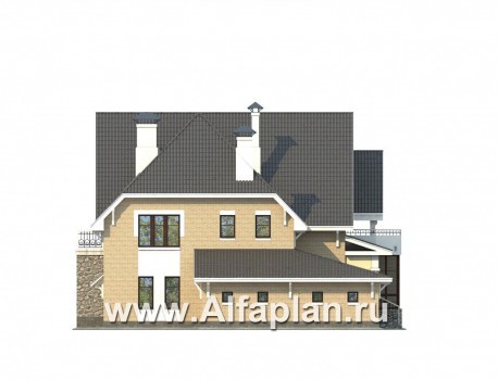 Проекты домов Альфаплан - «Белый ветер» - загородный коттедж с жилой мансардой - превью фасада №3