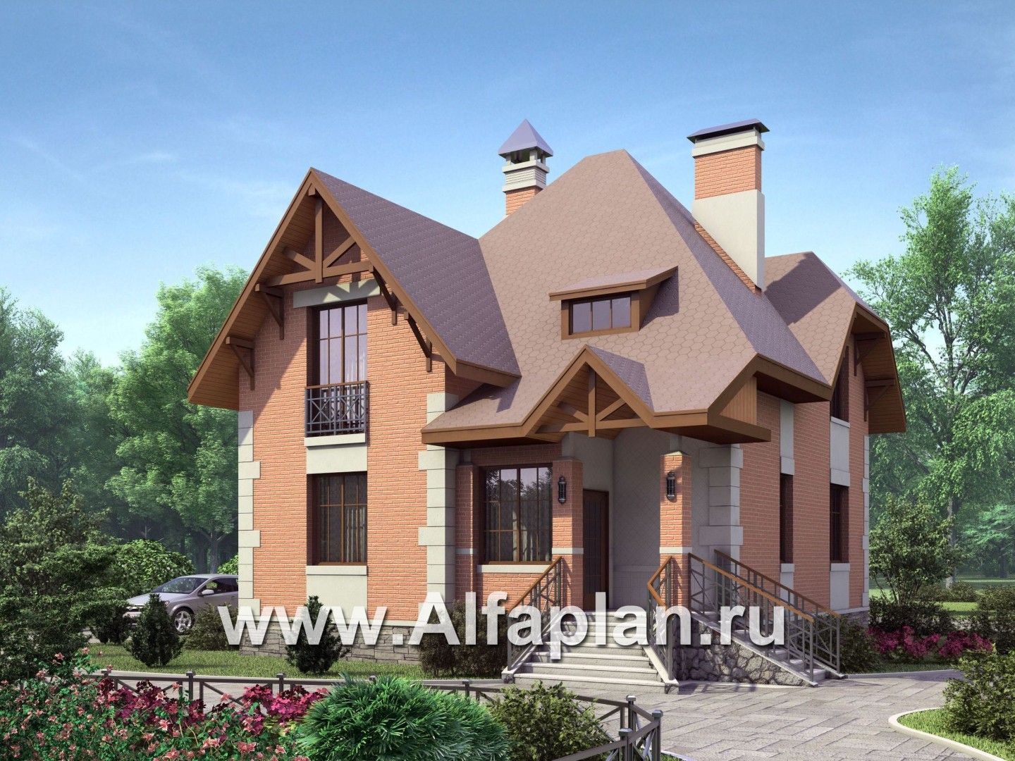 Проекты домов Альфаплан - «Ягерхаус» — загородный дом с пирамидальной кровлей - основное изображение