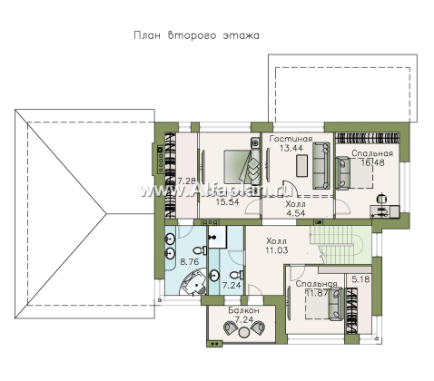 Проекты домов Альфаплан - «Прайд» - современный коттедж с остекленной верандой и гаражом - превью плана проекта №2