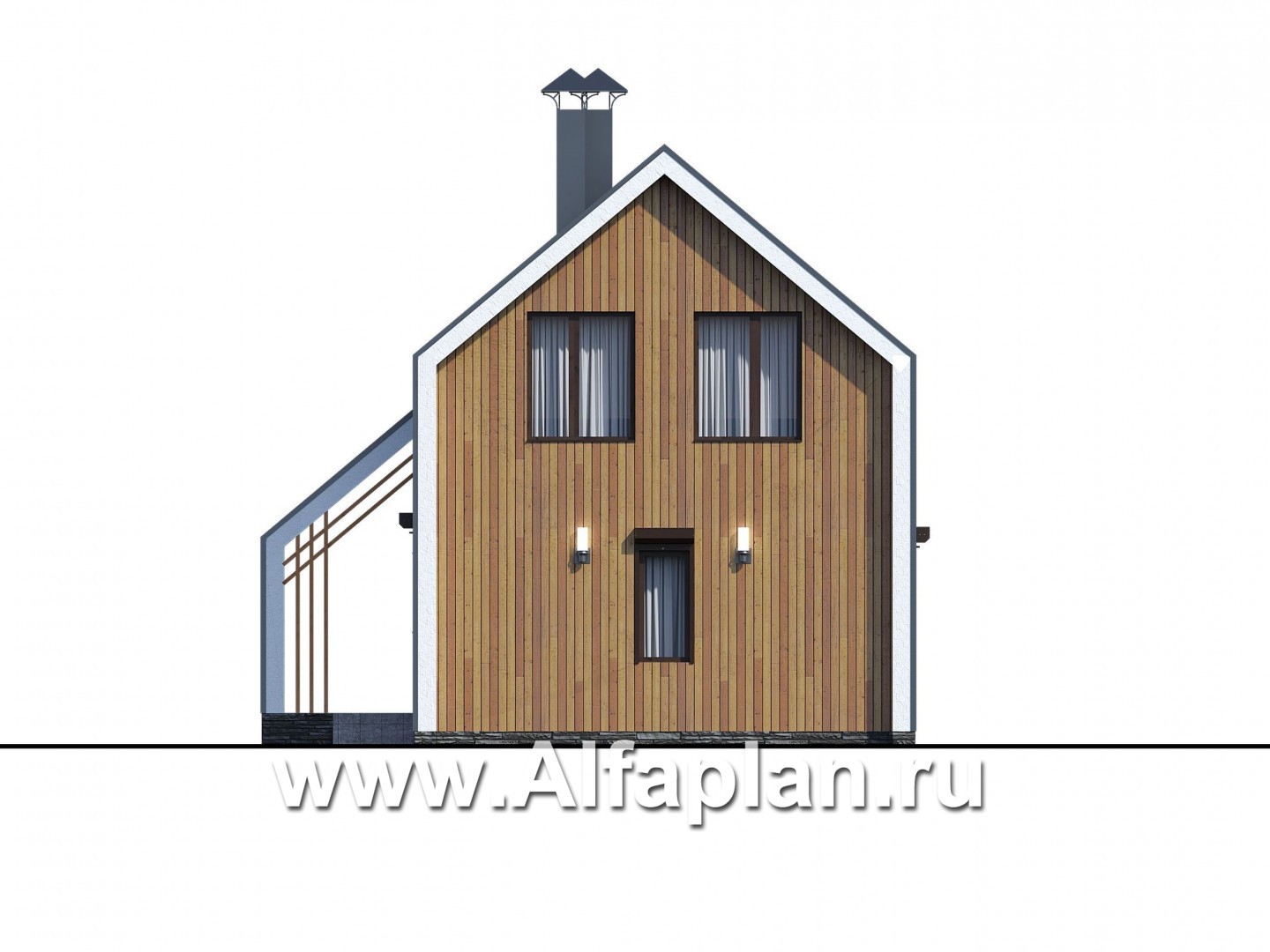 Проекты домов Альфаплан - «Сигма» - стильный двухэтажный каркасный дом - изображение фасада №4