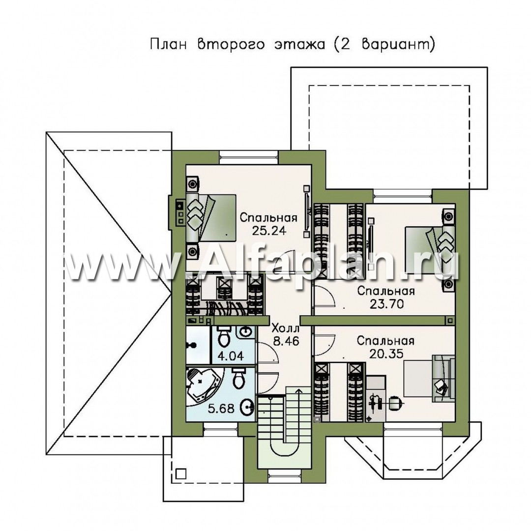 Проекты домов Альфаплан - «Амадей» - изысканный комфортный коттедж с гаражом - план проекта №3