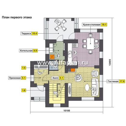 Проекты домов Альфаплан - Компактный дом для маленького участка - превью плана проекта №1
