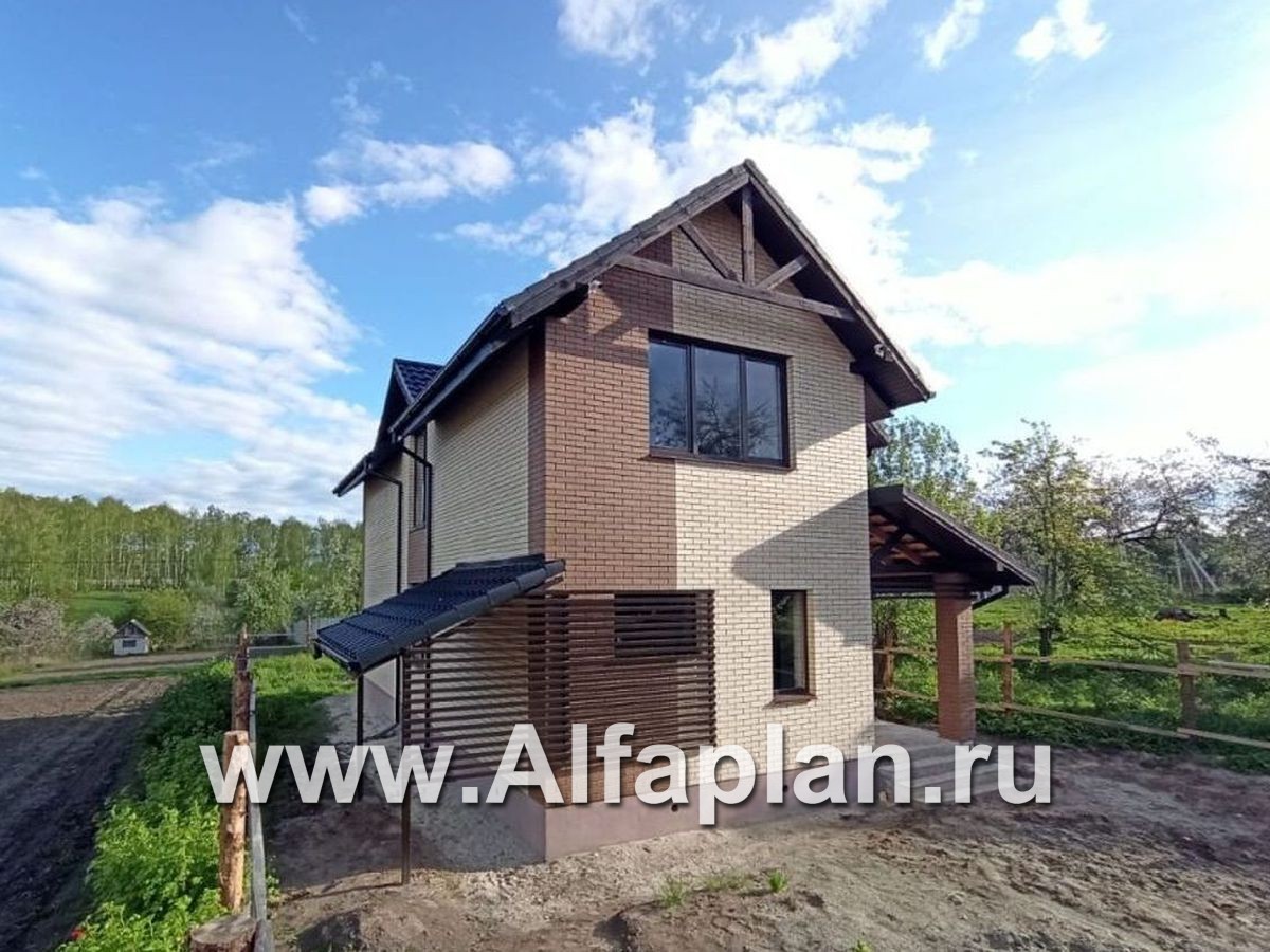 «Гольфстрим» - проект дома с мансардой в скандинавском стиле, с террасой, для узкого участка - дизайн дома №1