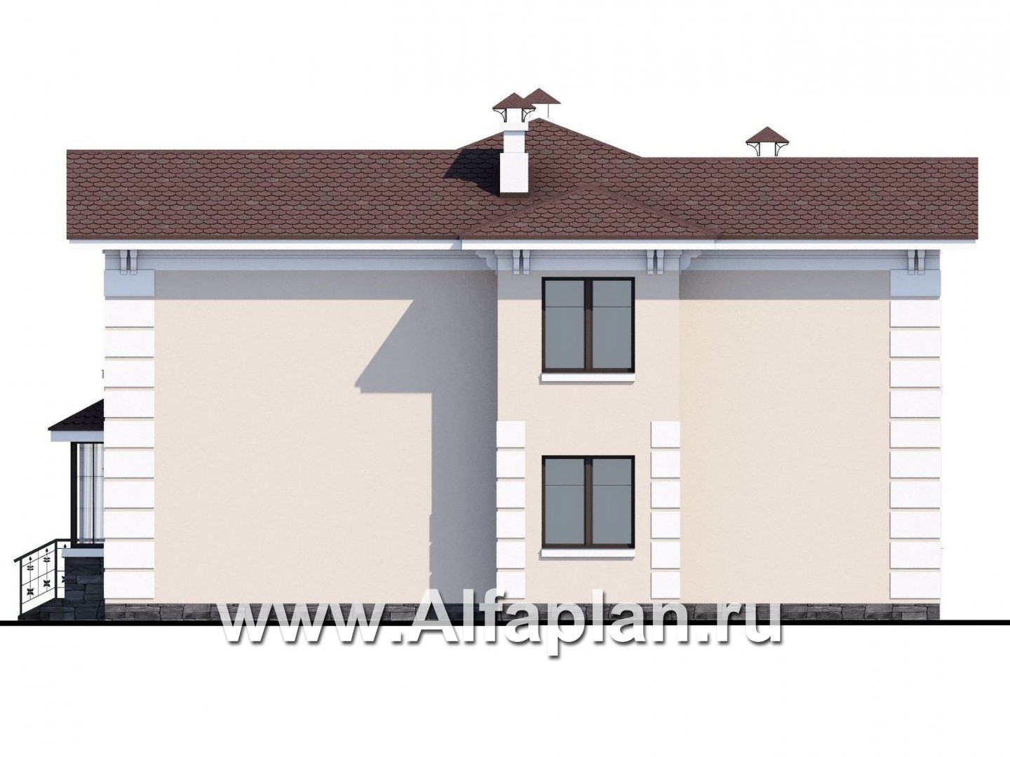 «Галатея» - проект двухэтажного дома с эркером и с остекленной верандой, в стиле эклектика - фасад дома