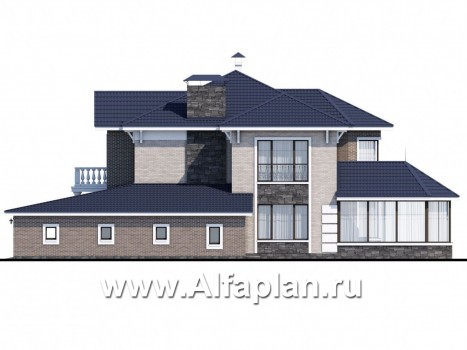 «Шереметьев» - проект двухэтажного дома, с террасой,вилла в стиле эклектика, с гаражом на 2 авто - превью фасада дома