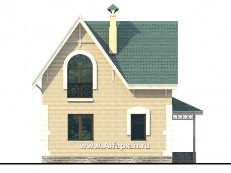 Проекты домов Альфаплан - Дом из газобетона «Оптима» для загородного отдыха - превью фасада №4