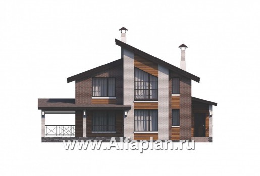 Проекты домов Альфаплан - 792А «Стимул» - проект стильного двухэтажного дома - превью фасада №1