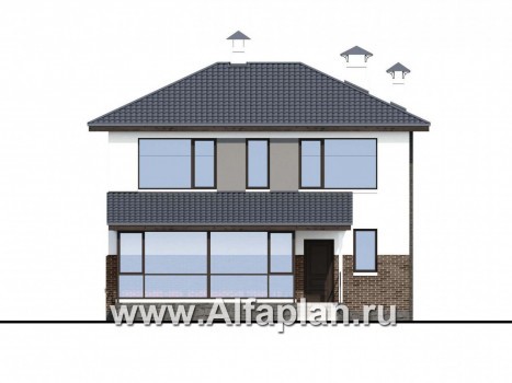 «Орбита» - проект двухэтажного дома, удобная планировка с террасой, в современном стиле - превью фасада дома