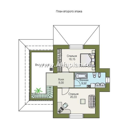 «Альпенхаус» - проект дома с мансардой, высокий потолок в гостиной, в стиле фахверк - превью план дома