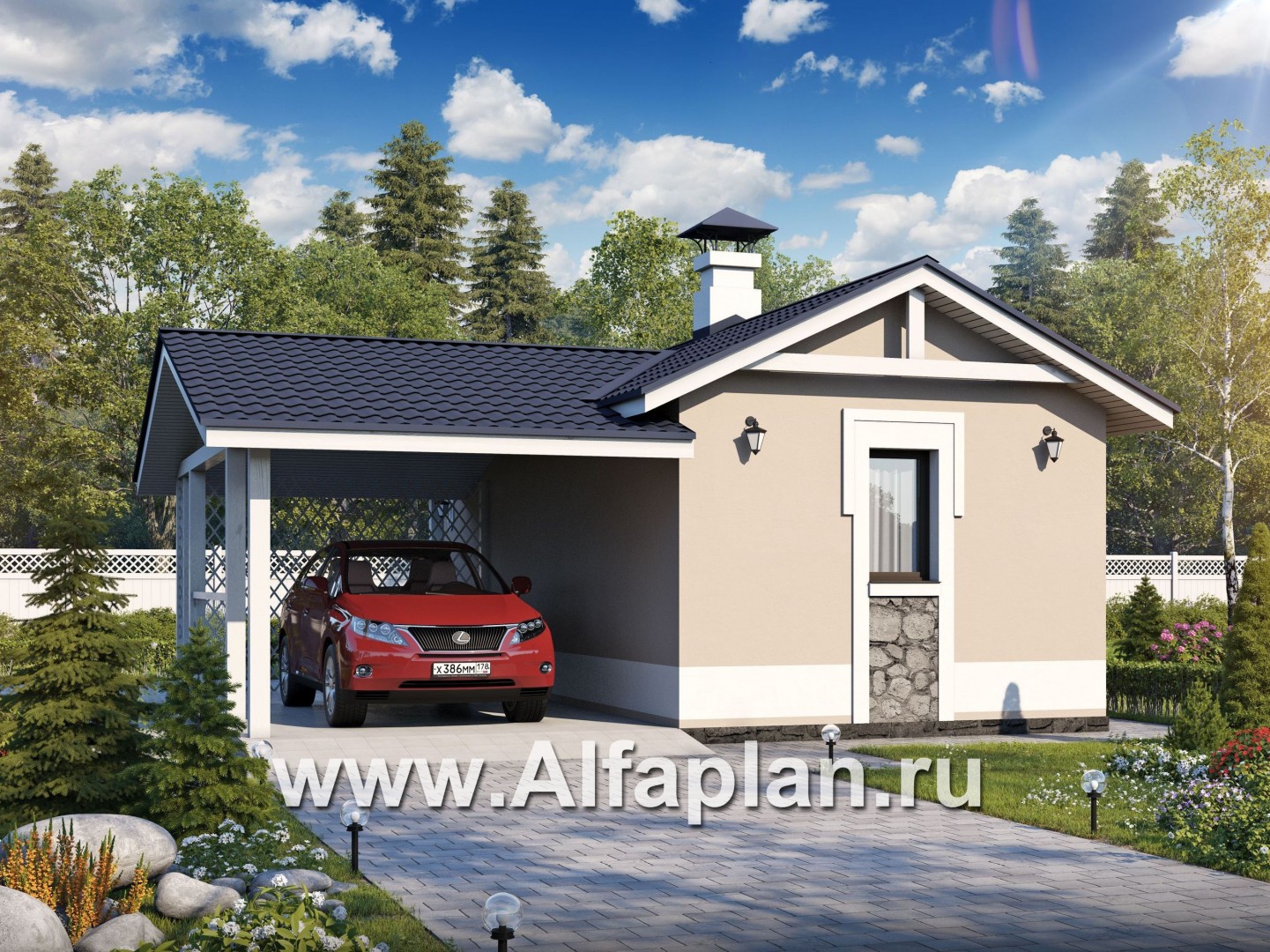 Проекты домов Альфаплан - Удобный хоз. блок для небольшого участка - основное изображение