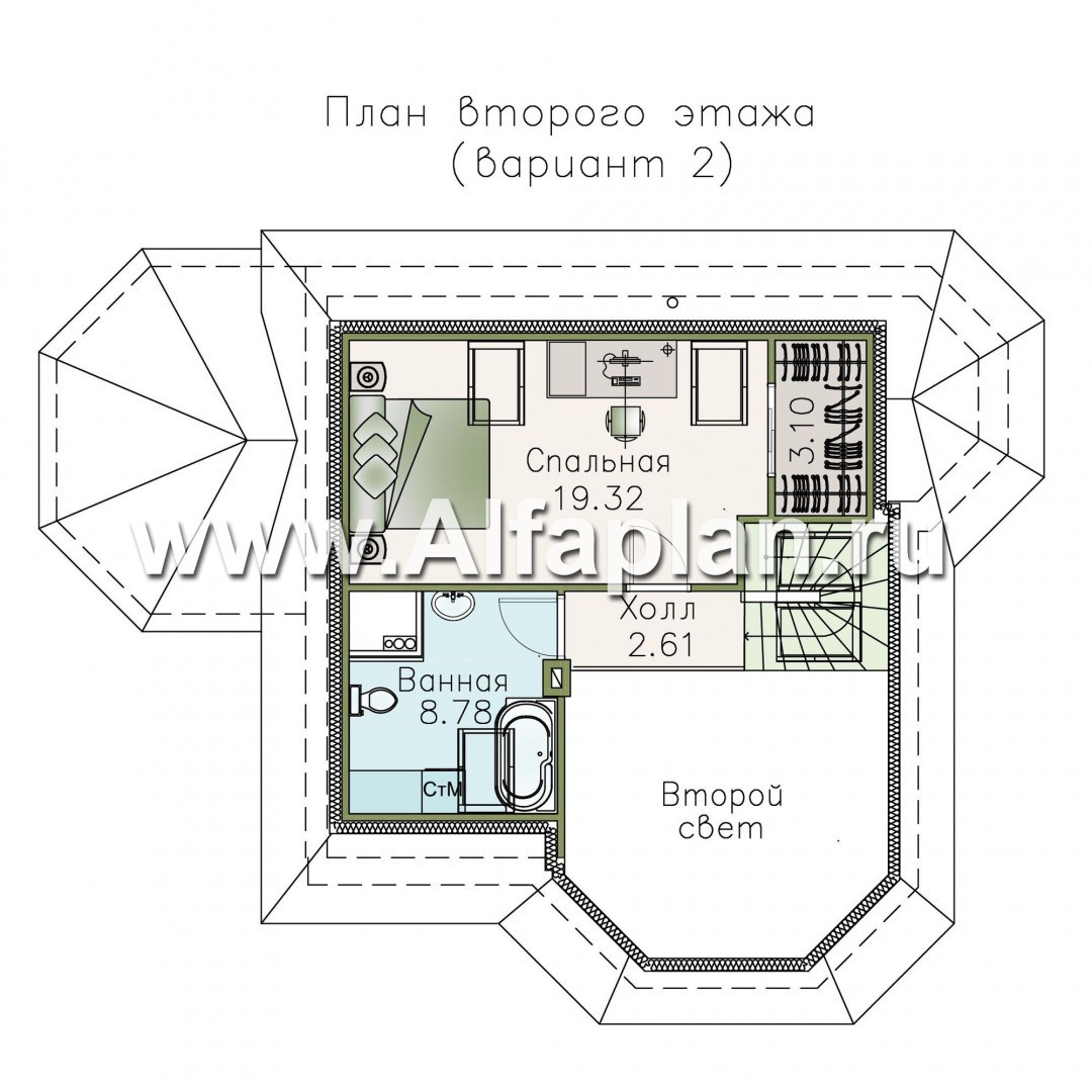 Проекты домов Альфаплан - «Душечка» - удобный дом для жизни и отдыха - изображение плана проекта №3