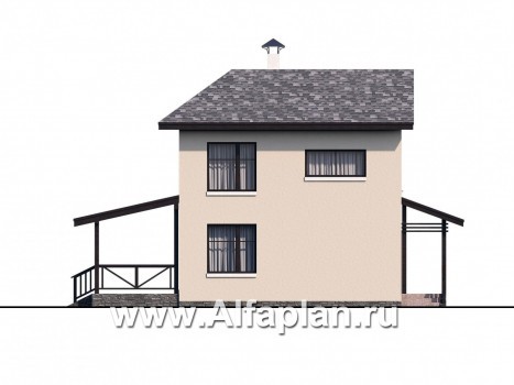 Проекты домов Альфаплан - "Озерный" - проект каркасной дачи с террасой - превью фасада №4